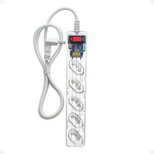 Filtro de Linha CLAMPER iCLAMPER Energia 5, 5 Tomadas, Proteção Contra Surtos Elétricos, 10A, Bivolt, Cabo 1m, Transparente