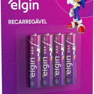 Pilha recarregável AAA 1000mAh Elgin com 4 unidades Palito