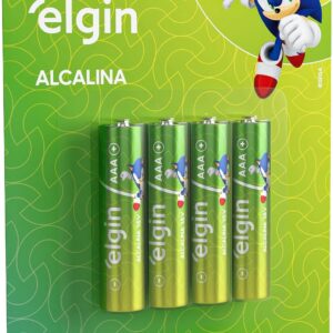 Pilha Alcalina, Elgin, Palito AAA, Blister com 4